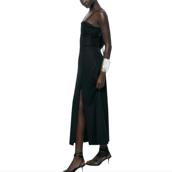 Zara NWT Linen Blend Midi dress Size small - Picture 4 of 12
